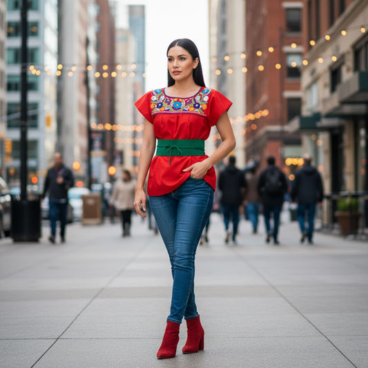 Embroidered Blouse NA-TM-77325 Red - Blusa Bordada