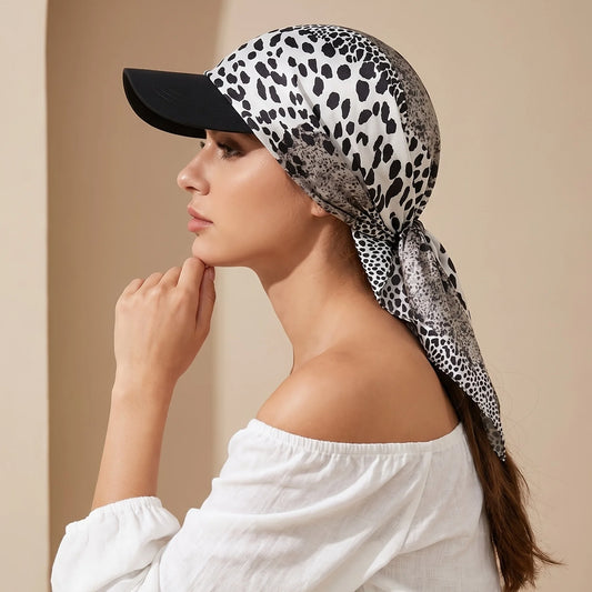 Women's Headscarf Sun Hat Self-Tie Brimmed Scarf Cap Beach Vacation Sun Protection Hat Chemotherapy Cap
