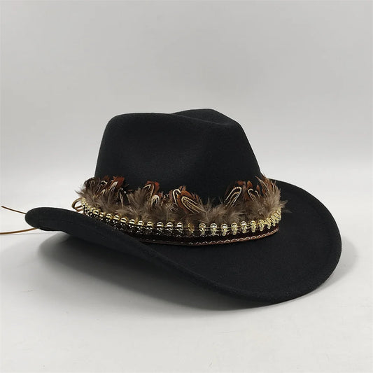 Hat Feather Accessories Cowboy Hat Fedora Hat Band Decoration Men's and Women's Hat Band Belt Fashion Accessories