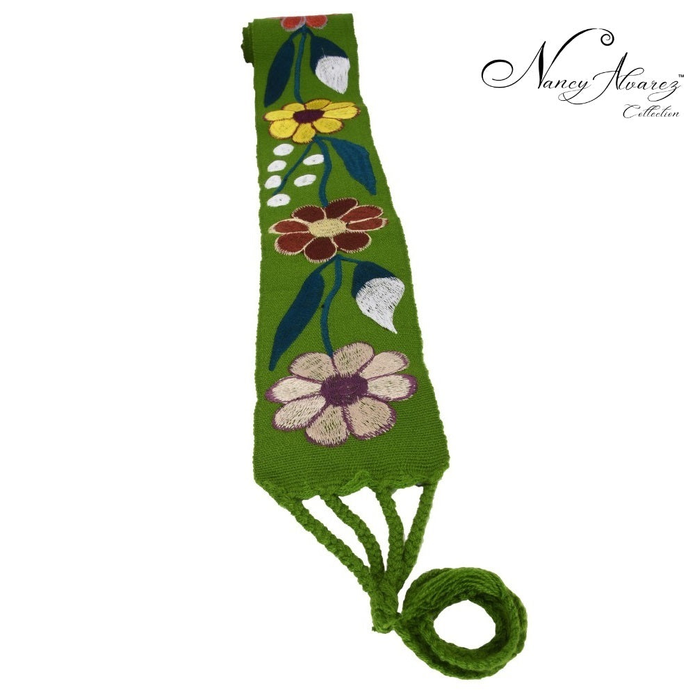 Mexican Embroidered Belt NA-TM-78055-F Dark Green