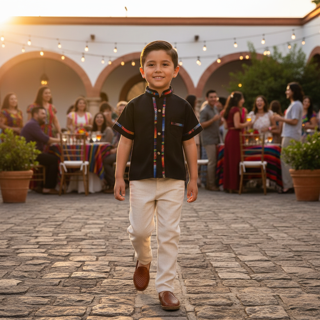 Camisa para Niño KS-TM-78161 Black - Kids Shirt