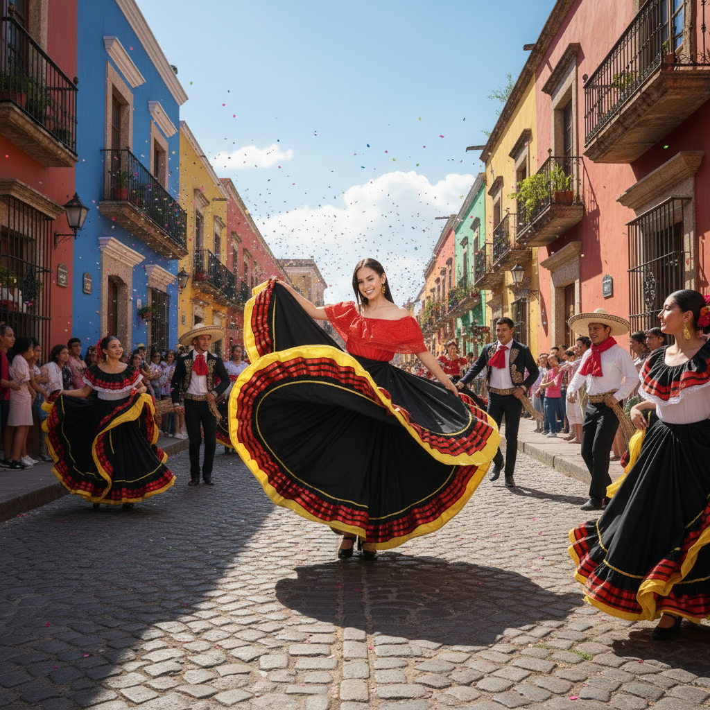 Mexican Dancing Skirt for Women NA-74302 - Falda Doble Vuelo