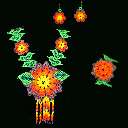 NA-OV-1000-R beaded Jewelry set Necklace bracelet and earrings for women Nancy Alvarez Collection