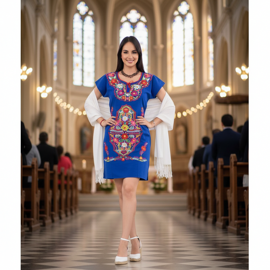 Embroidered Dress NA-TM-77121 Royal - Vestido Bordado
