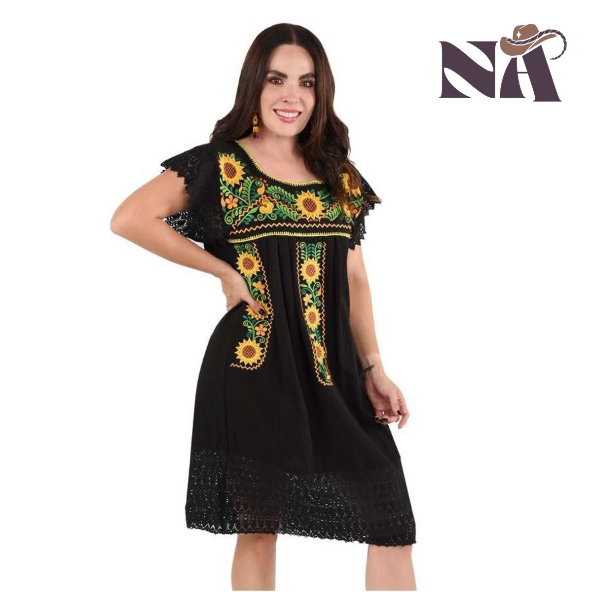Embroidered Dress NA-TM-77137 Black - Vestido Bordado