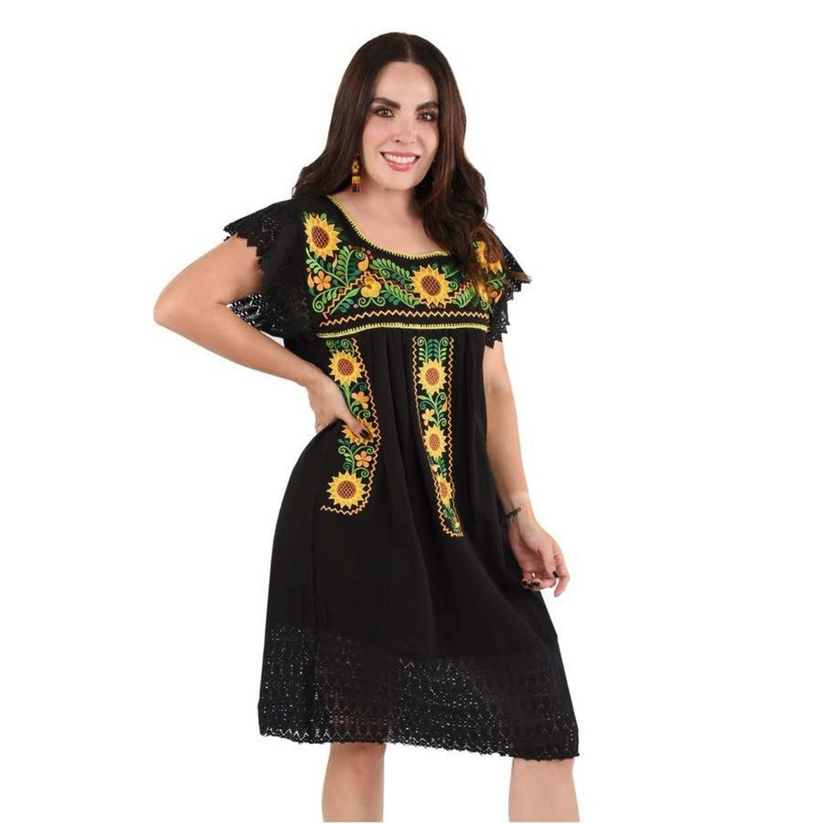 Embroidered Dress NA-TM-77137 Black - Vestido Bordado