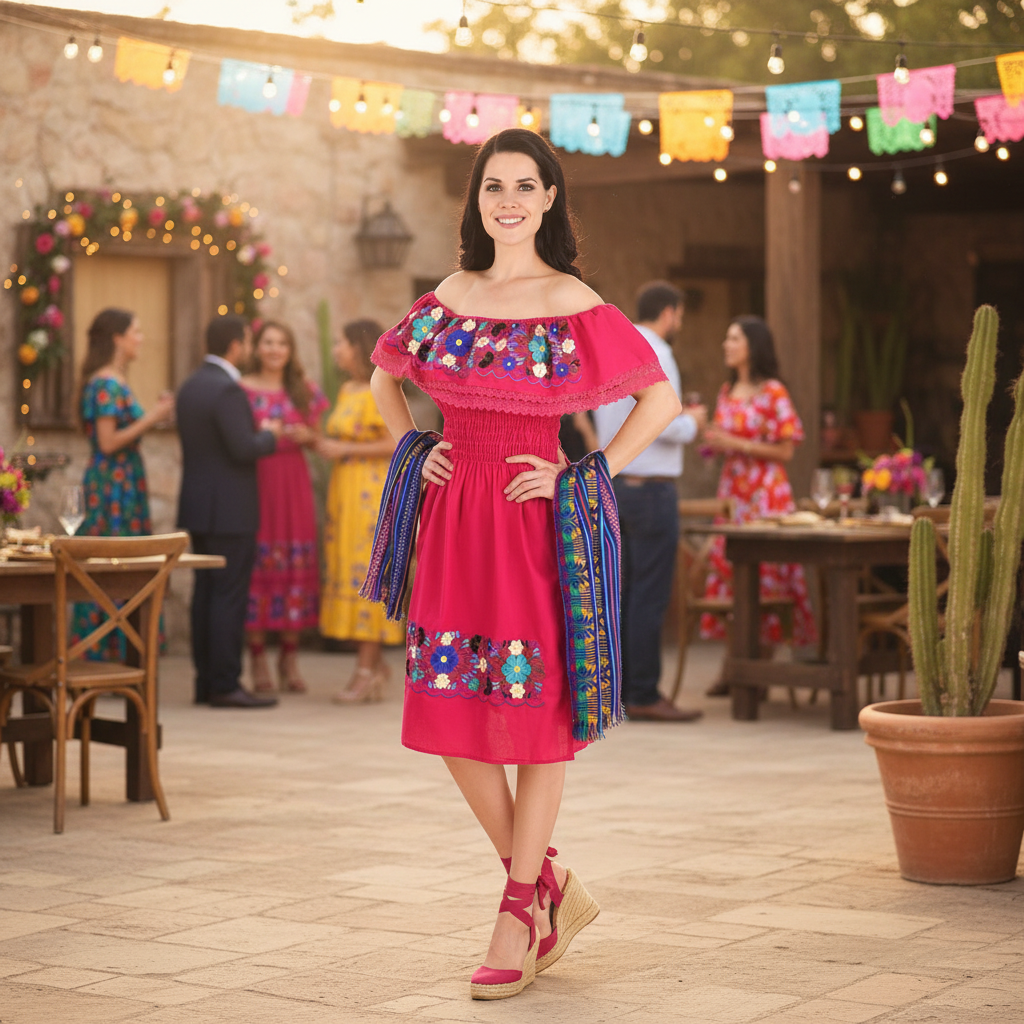 Embroidered Dress NA-TM-77312 -Vestido Bordado de Mujer