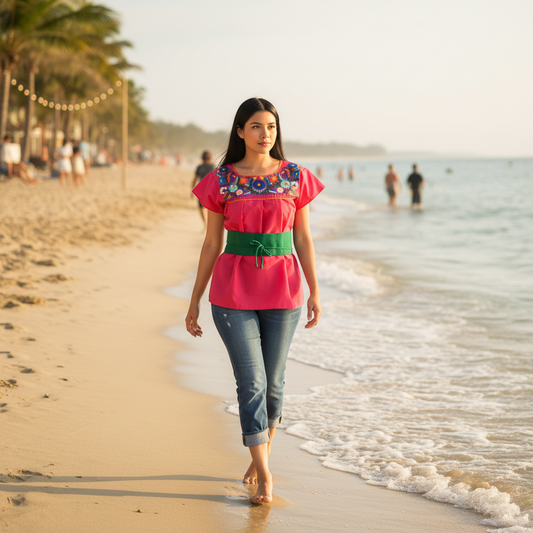 Embroidered Blouse NA-TM-77325 Pink - Blusa Bordada