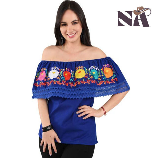 Embroidered Blouse NA-TM-77505 Royal - Blusa Bordada