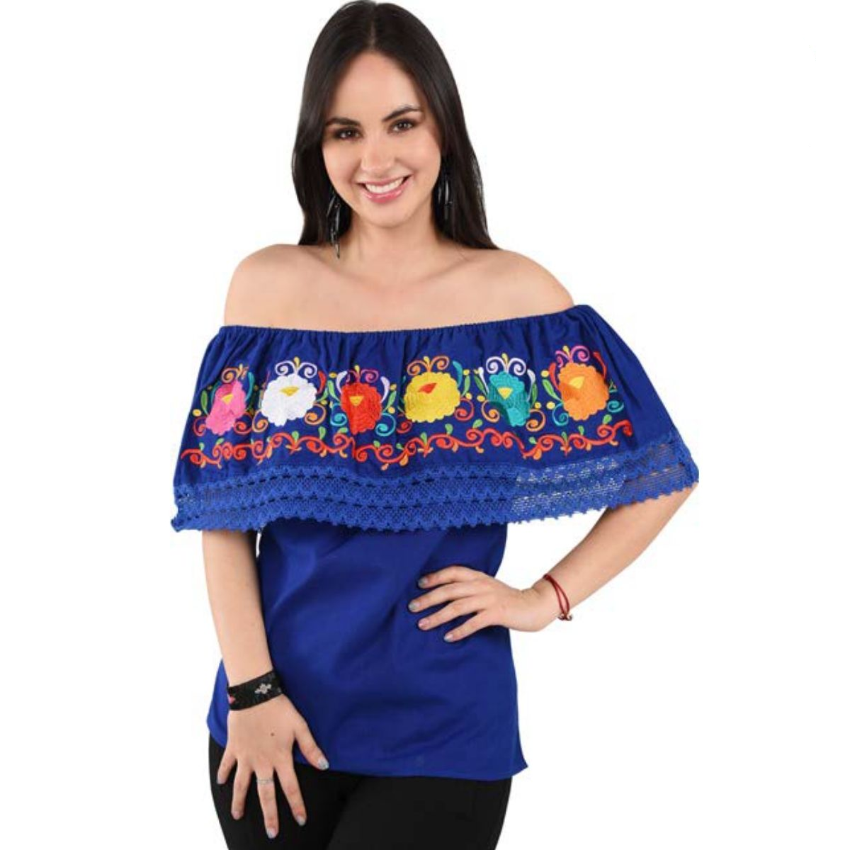 Embroidered Blouse NA-TM-77505 Royal - Blusa Bordada