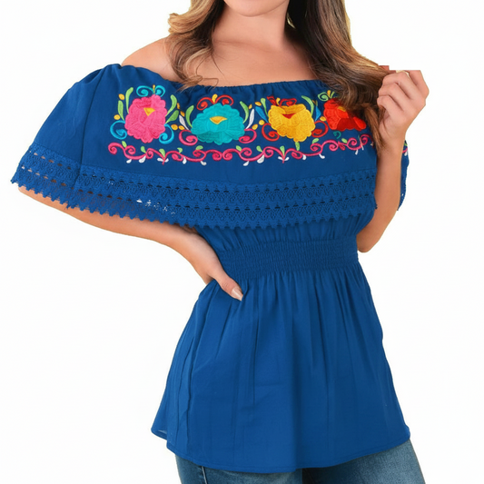 Embroidered Blouse NA-TM-77508 Blue