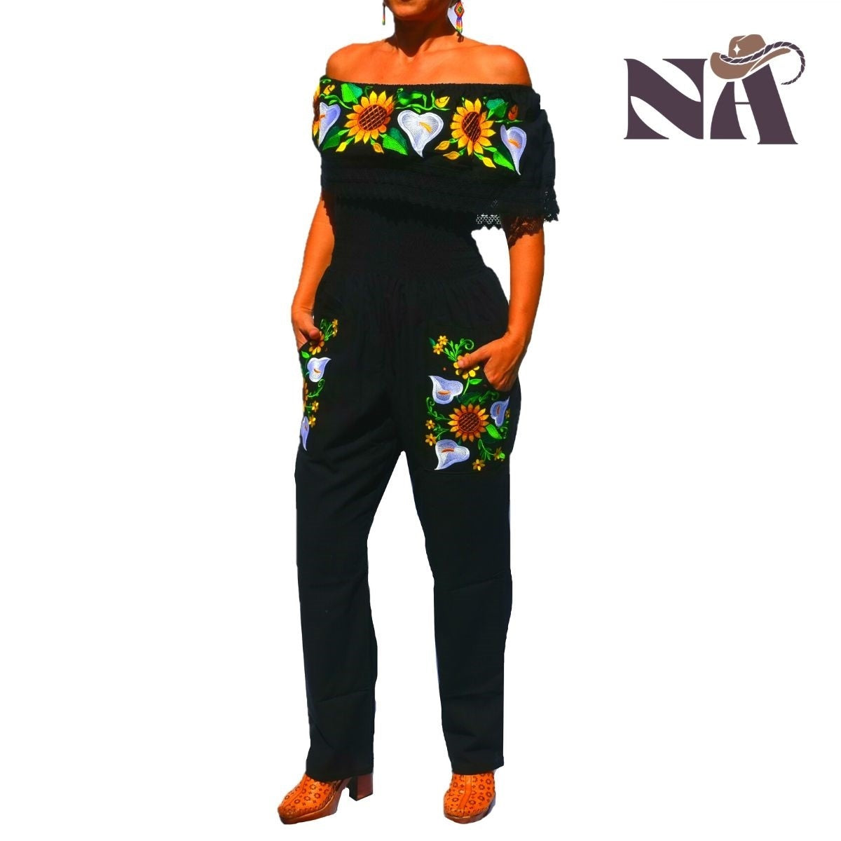 Embroidered Jumper NA-79004 Black - Jumper Bordado