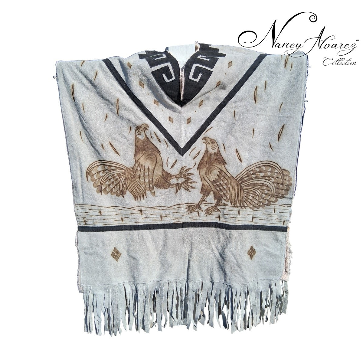 NA-TM-LMGC2026GabandeCueroPirograbadoLeatherMexicanPonchowithPyrographyArtNancyAlvarezCollectionsfrontview