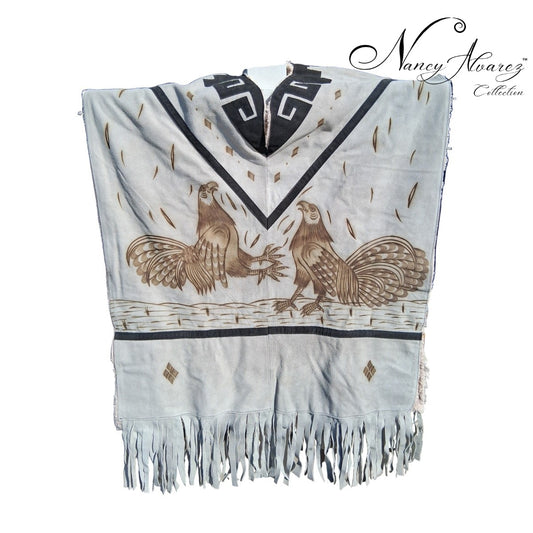 NA-TM-LMGC2026GabandeCueroPirograbadoLeatherMexicanPonchowithPyrographyArtNancyAlvarezCollectionsfrontview