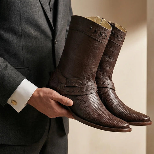 NA-WD0032 BROWN Lizard Mens boots