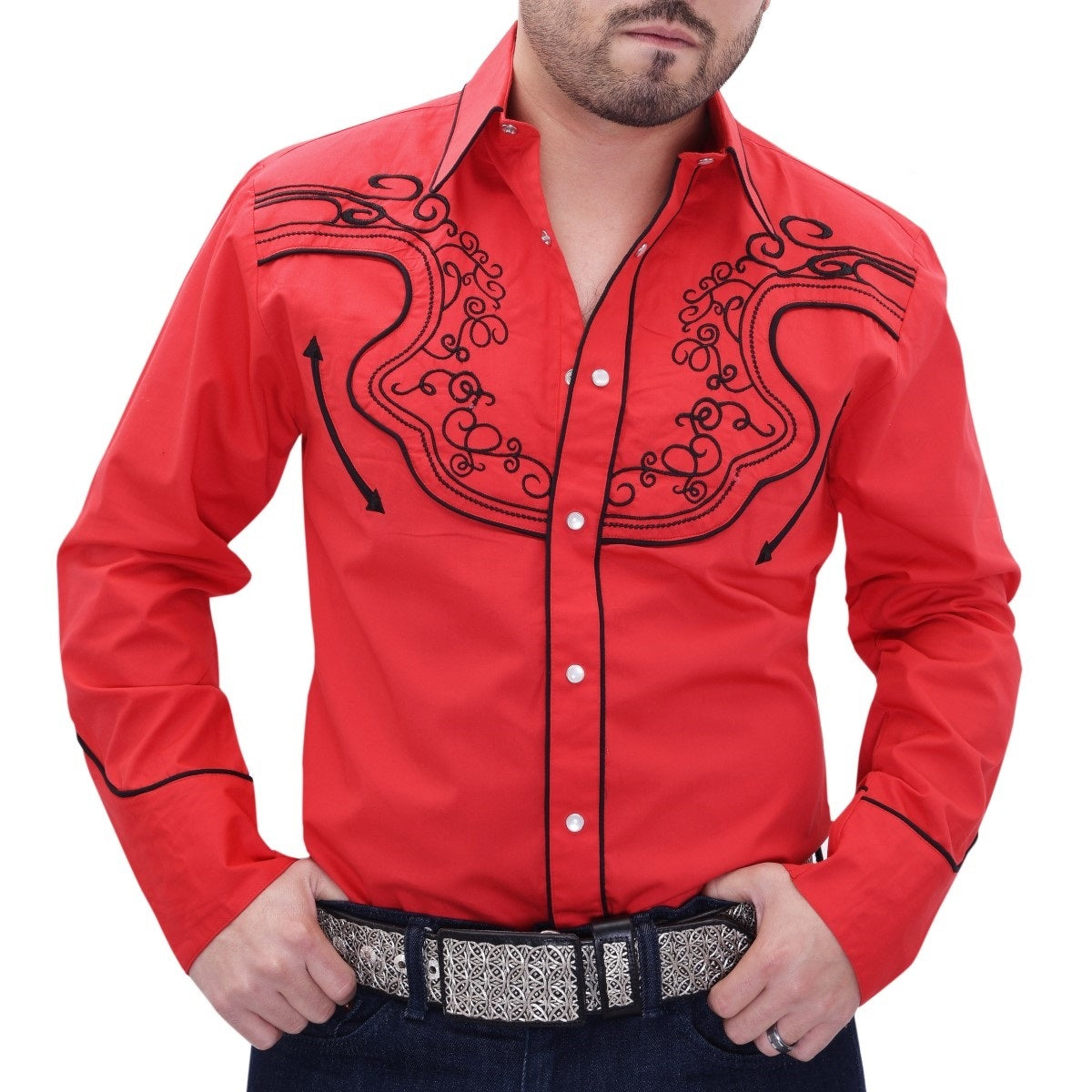 NA-WD0852RedCamisaVaqueraparaHombresWesternShirtforMenNancyAlvarezCollections