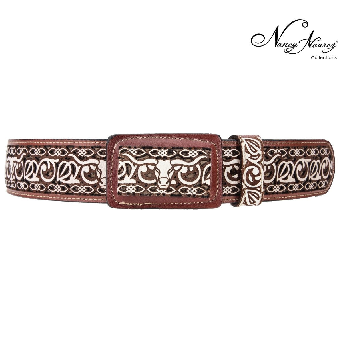 NA-WD1477Brown-BeigeCintoVaqueroWesternBeltNancyAlvarezCollections