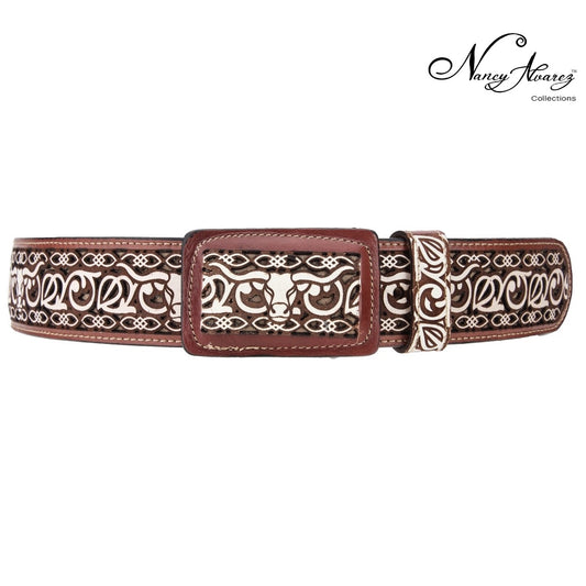 NA-WD1477Brown-BeigeCintoVaqueroWesternBeltNancyAlvarezCollections