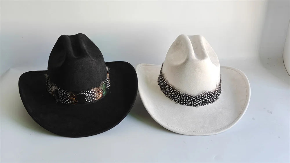 New Feathered Hatband Vintage Cowboy Hatband Felt Hat Accessories Fashion Western Hat Replacement Hatband