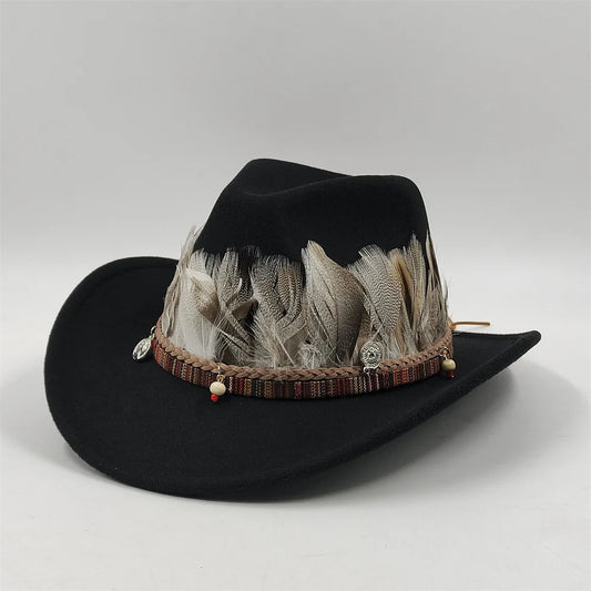 Hat Feather Accessories Cowboy Hat Fedora Hat Band Decoration Men's and Women's Hat Band Belt Fashion Accessories