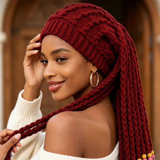 Unisex False Braid Dreadlock Wig Beanie Caps Knit Braid Hat Handmade Crochet Hat Rasta Jamaica Cosplay Party Headwear