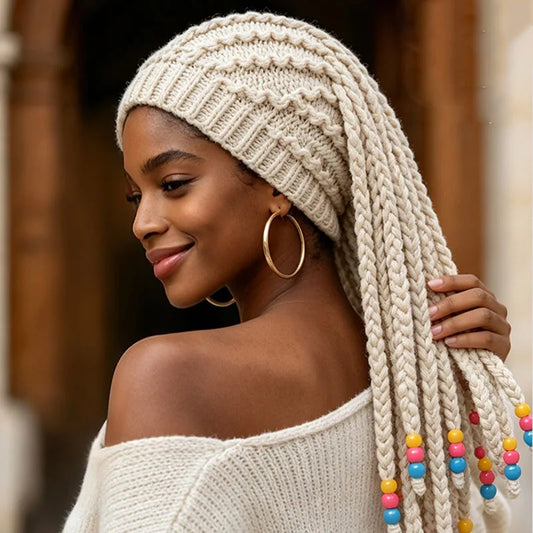 Unisex False Braid Dreadlock Wig Beanie Caps Knit Braid Hat Handmade Crochet Hat Rasta Jamaica Cosplay Party Headwear