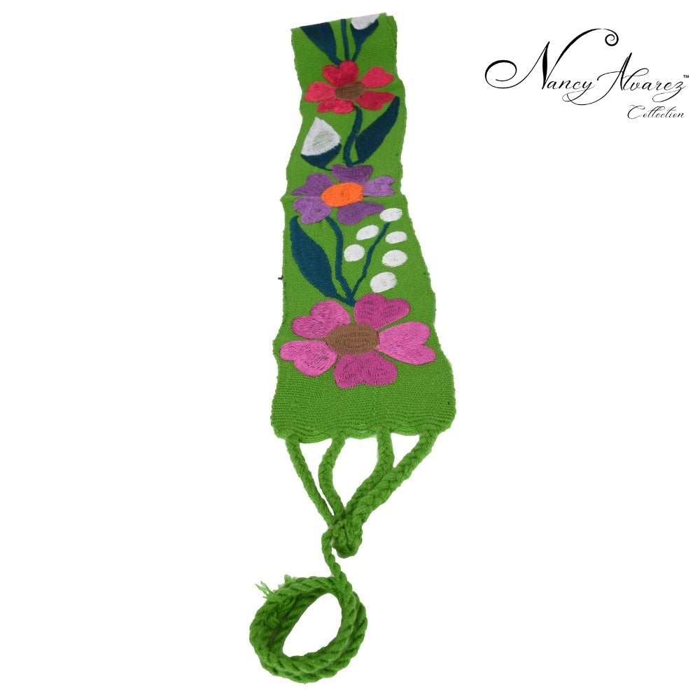 Mexican Embroidered Belt NA-TM-78055-E Green
